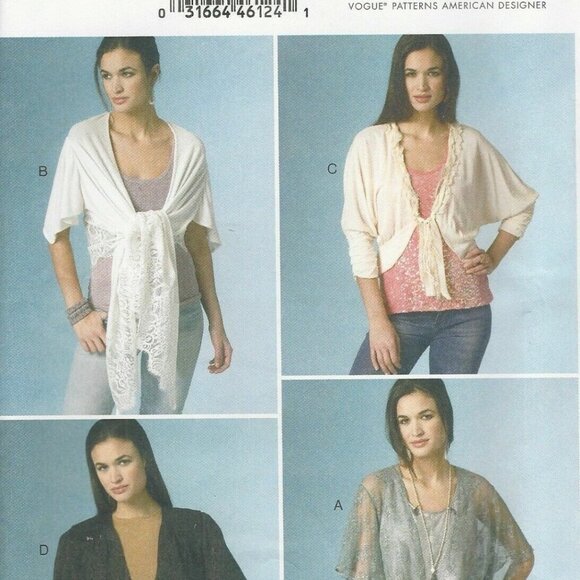 Sewing Pattern Vogue V9121 Elizabeth Gillett Jacket Shrugs Boleros L-XXL16-26 UC - Picture 1 of 10